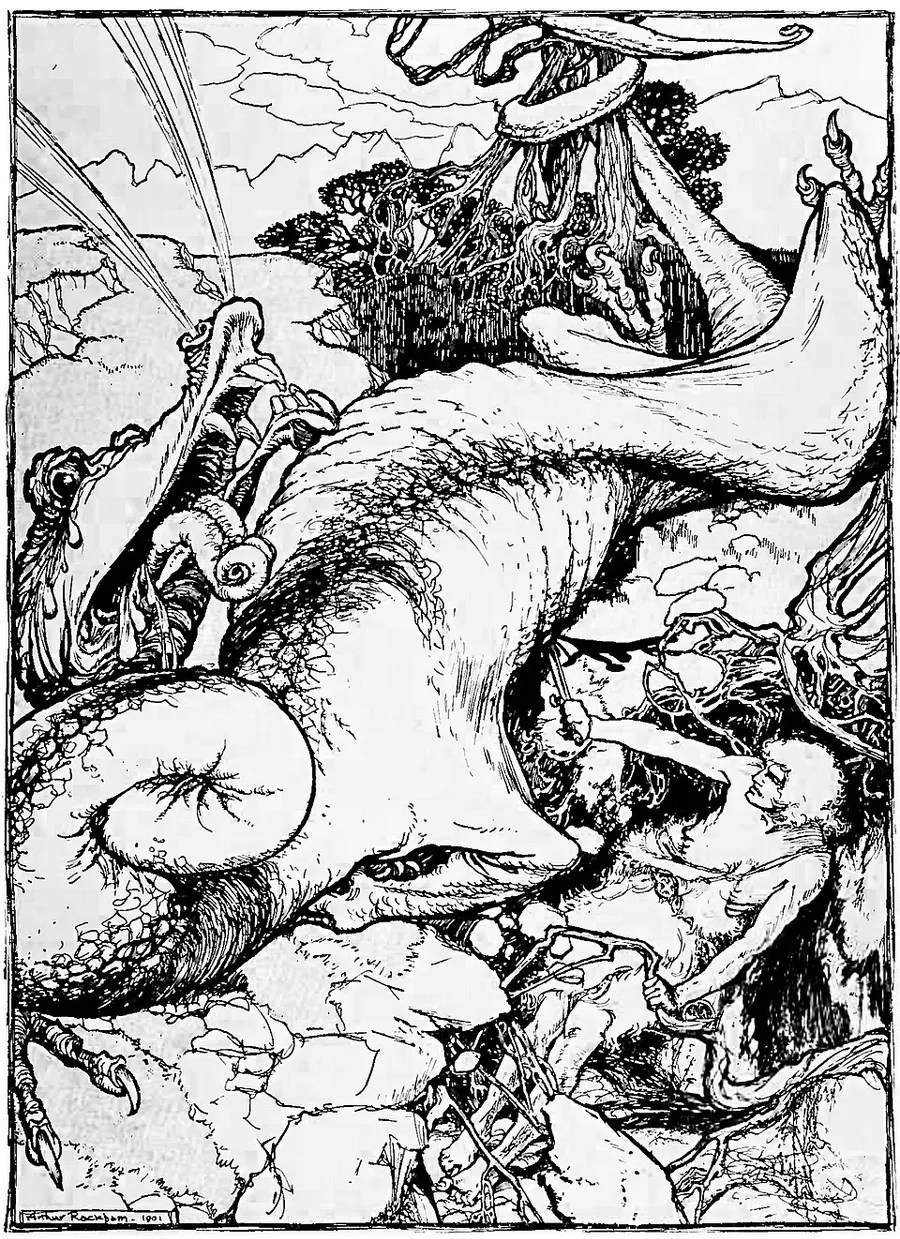 Sigurd slays Fafnir